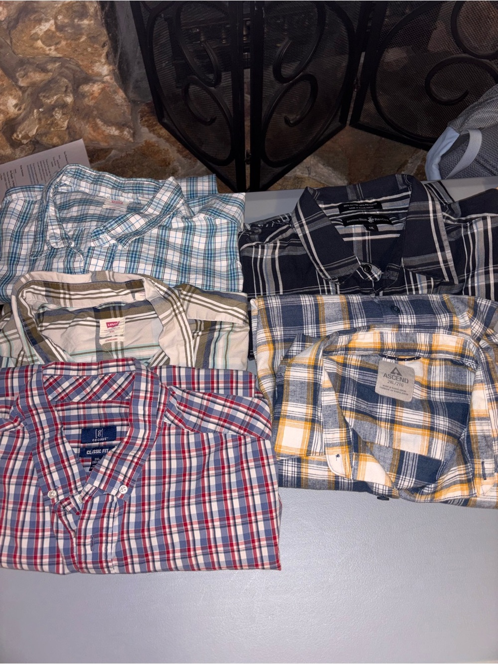 Lot of 5 Classic Plaid Button-Up Men’s Shirt Size XXL